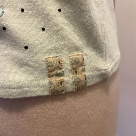 Colour Eighteen cap sleeve ballet neck tee in aqua jersey with placed print NWOT - Picture 5 of 9